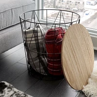 Waverly Black Accent Table with Natural Tray