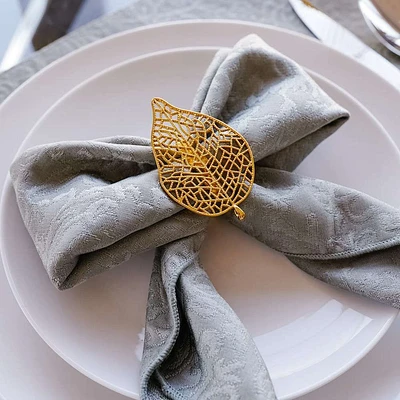 Set of 4 Feuille Napkin Rings - Gold