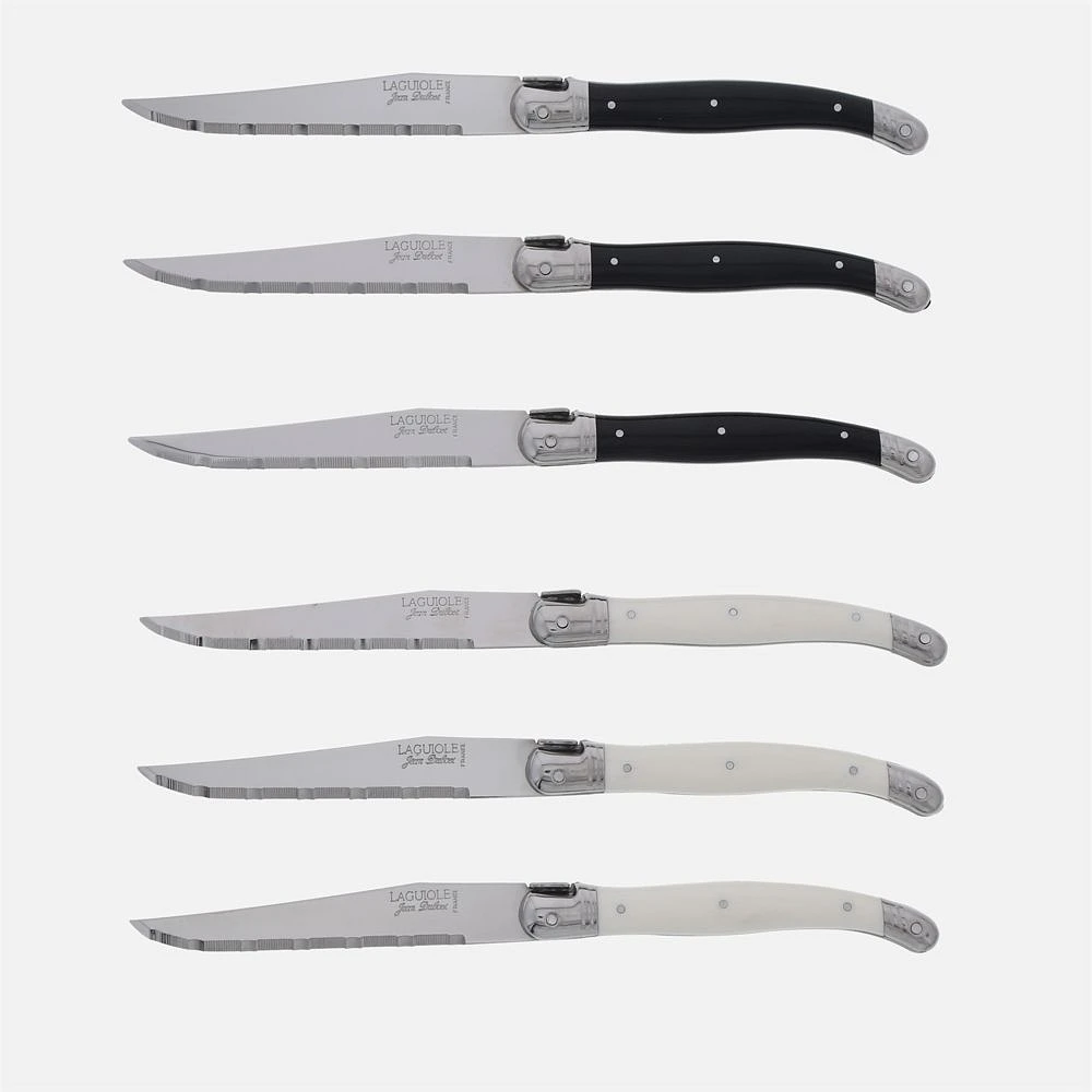 Block of 6 Laguiole knives by Jean Dubost Laguiole - Black and White