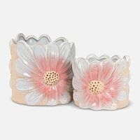 Sm Pink Daisy Planter 4"H