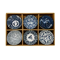 Set of 6 Assorted Design Flower Bowls