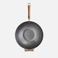 Joyce Chen Carbon Steel Flat Bottom Wok with Birch Handles - 14''