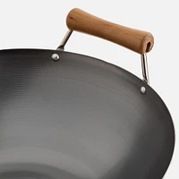 Joyce Chen Carbon Steel Flat Bottom Wok with Birch Handles - 14''