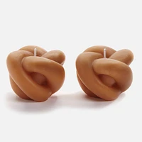 Set of 2 Terra Cotta Knotted Candles