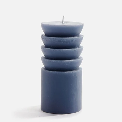 Short Tiered Pillar Candle - Blue