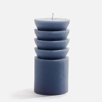 Short Tiered Pillar Candle - Blue