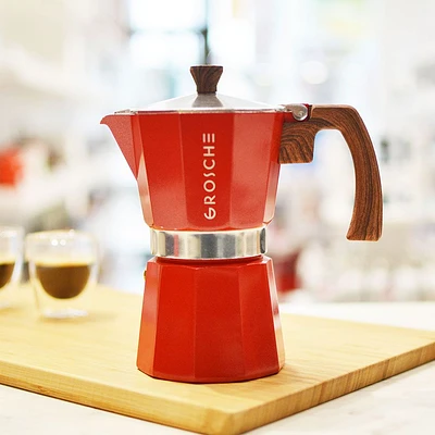 Cafetière à espresso Grosche « Milano » rouge - 6 tasses