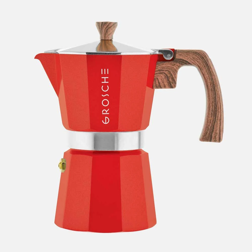 Milano Red Stovetop Espresso Maker by Grosche - 9 Cup