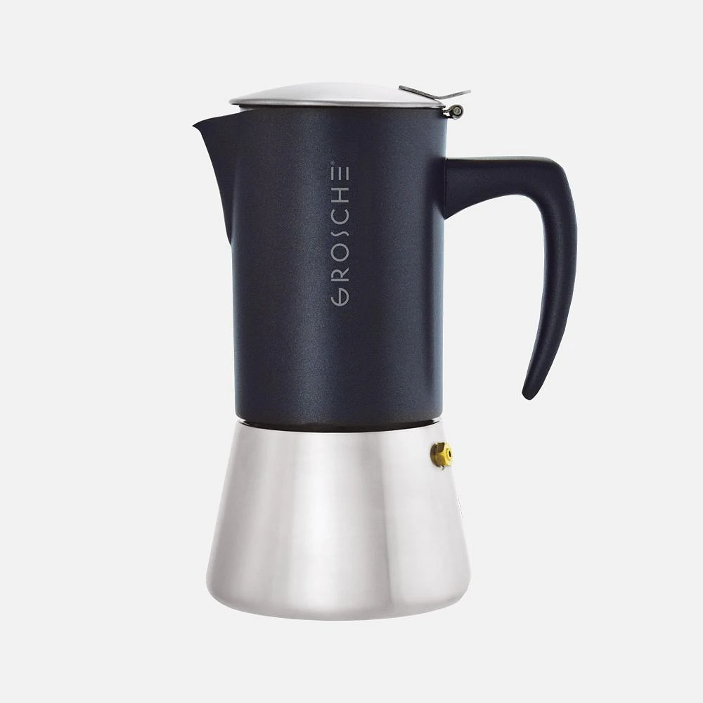 Milano Steel Black Stovetop Espresso Maker by Grosche - 6 cup