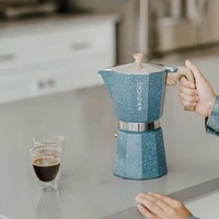 Milano Blue Stone Stovetop Espresso Maker by Grosche - 9 cup