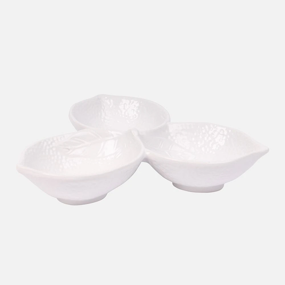 Lemon-shaped 3-Section Ceramic Serving Dish