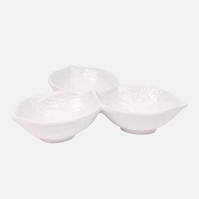 Lemon-shaped 3-Section Ceramic Serving Dish