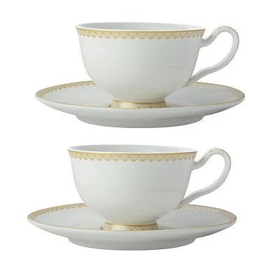 Set of 2 Classic White Tea's and C's Silk Cups & Saucers by Maxwell & Williams (200 ml) - Classic White