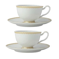 Ensemble de 2 tasses et soucoupes blanc classique « Tea's and C's » par Maxwell & Williams (200 ml)