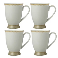 Set of 4 Tea's and C's Silk Classic White Footed Mugs by Maxwell & Williams (300 ml) - Classic White