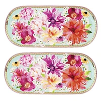 Set of 2 Dahlia Sky Oval Platters by Maxwell & Williams (33 x 15 cm)