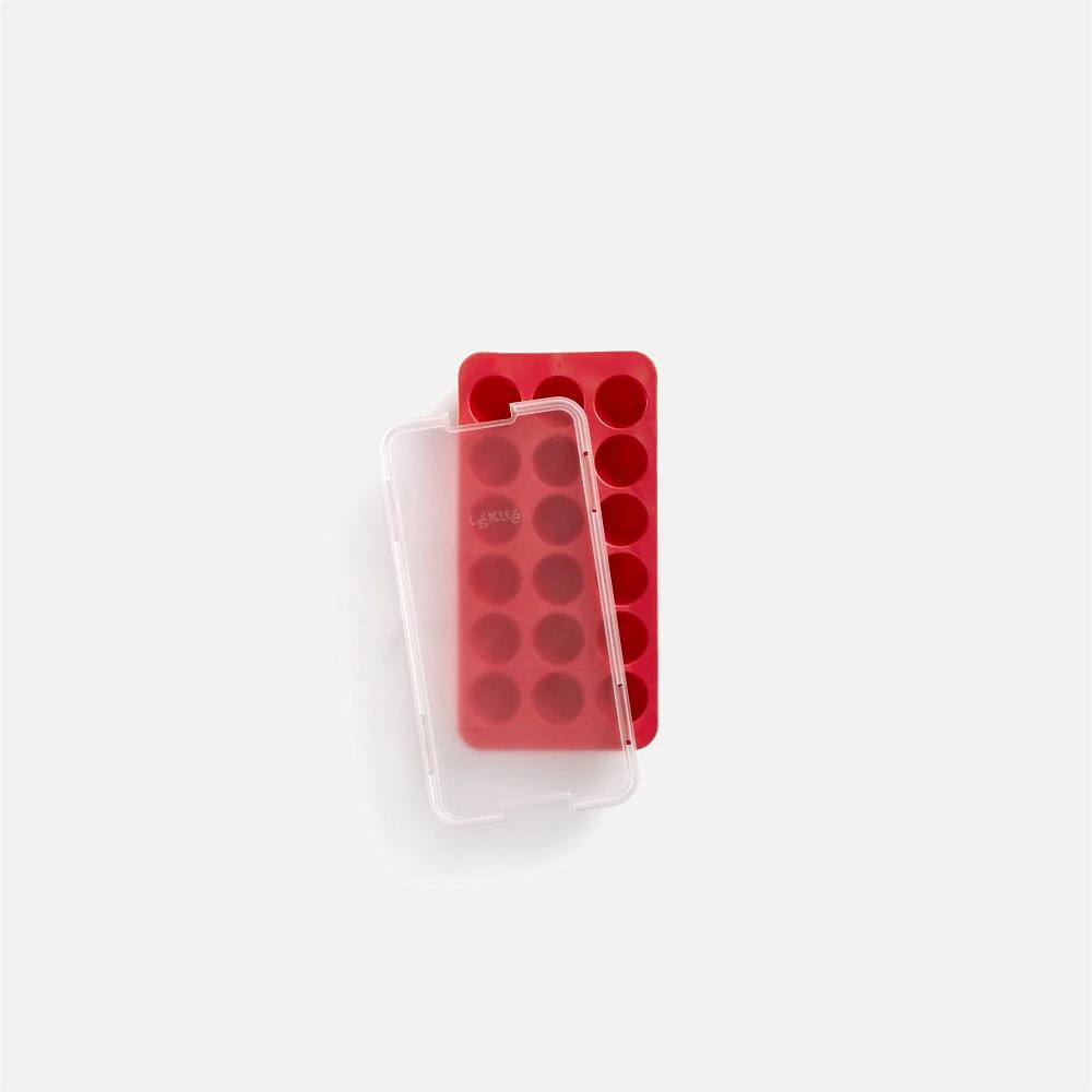 Round Ice Tray with Cover by Lékué - Red