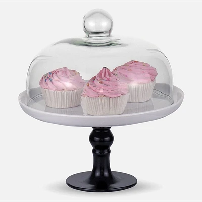 Black Pedestal Cake Stand & Dome by Brilliant