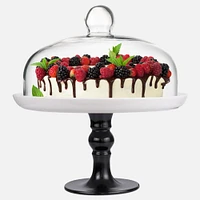 Assiette à gateau avec dôme sur piédestal noir par Brilliant