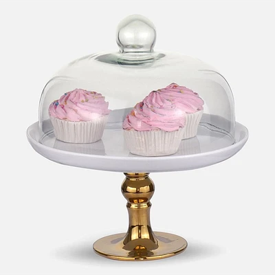 Gold Pedestal Cake Stand & Dome by Brilliant