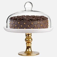 Gold Pedestal Cake Stand & Dome by Brilliant