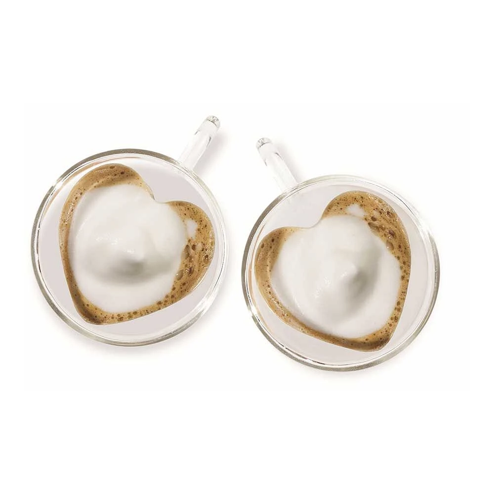 Set of 2 Heart-Shaped Cappuccino Cups