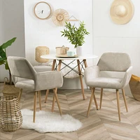 Set of 2 Beige Fabric Dining Chairs by Maison Classique