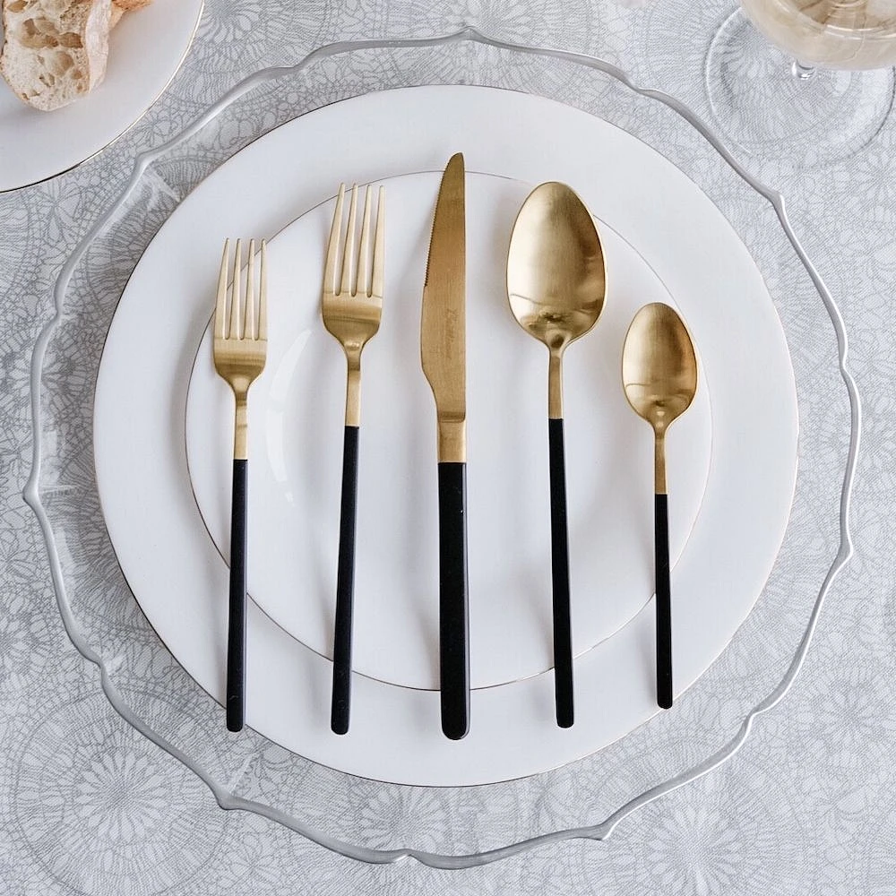 Kimono Black and Gold 20-Piece Flatware Set