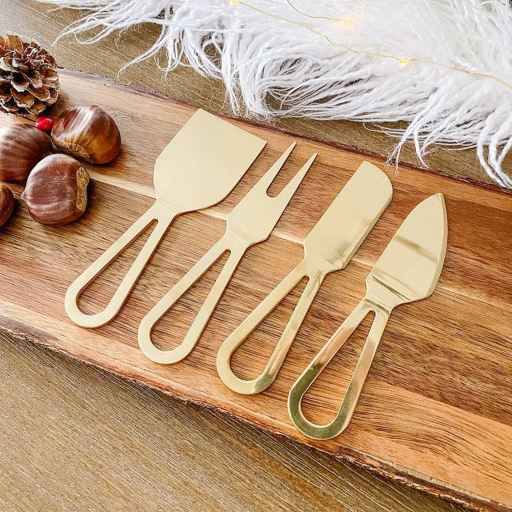 Set of 4 Gold Cheese Knives by Natural Living