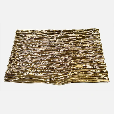 Gold Tree Bark Tray - 15.5'' x 8.75"