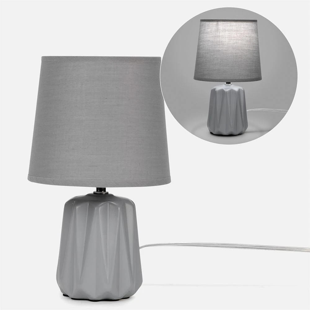 Jacinthe Table Lamp with Ridged Base - Grey