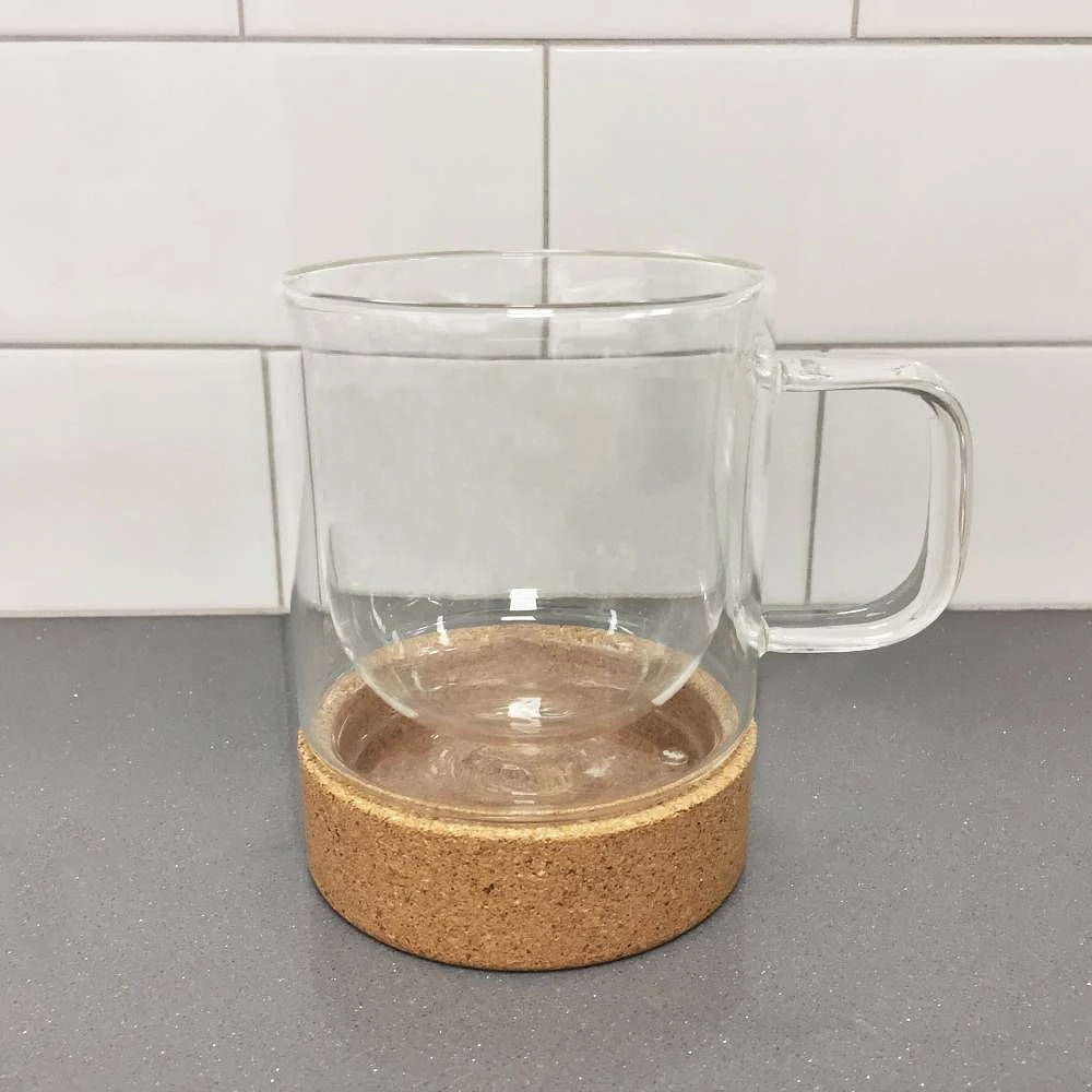 JS GOURMET Double Wall Glass Mug With Cork Base