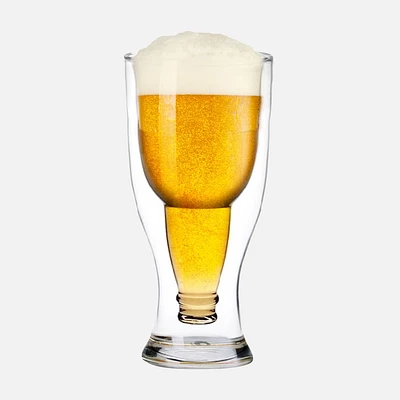 JS Gourmet Upside Down Double Walled Beer Glass - 450ml