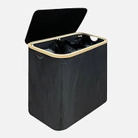 Laundry Basket with 2 Inner Bags and Lid - Black