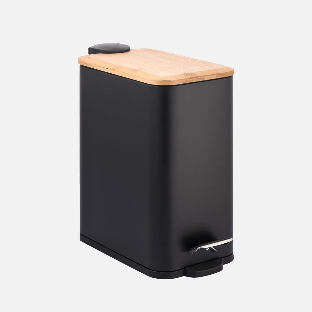 Rectangular Pedal Bin with Slim Bamboo Lid