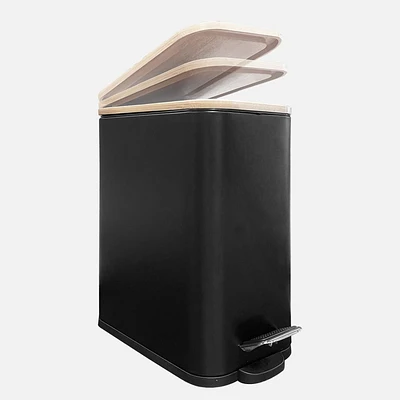 Rectangular Pedal Bin with Slim Bamboo Lid