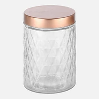 JS GOURMET Diamond Contenant en verre embossé - 1,3 L