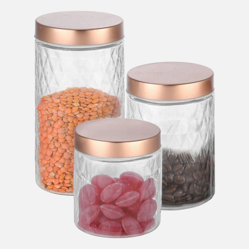 JS GOURMET Diamond Embossed Glass Canister