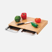 JS GOURMET Bamboo Board with 2 Sliding Trays