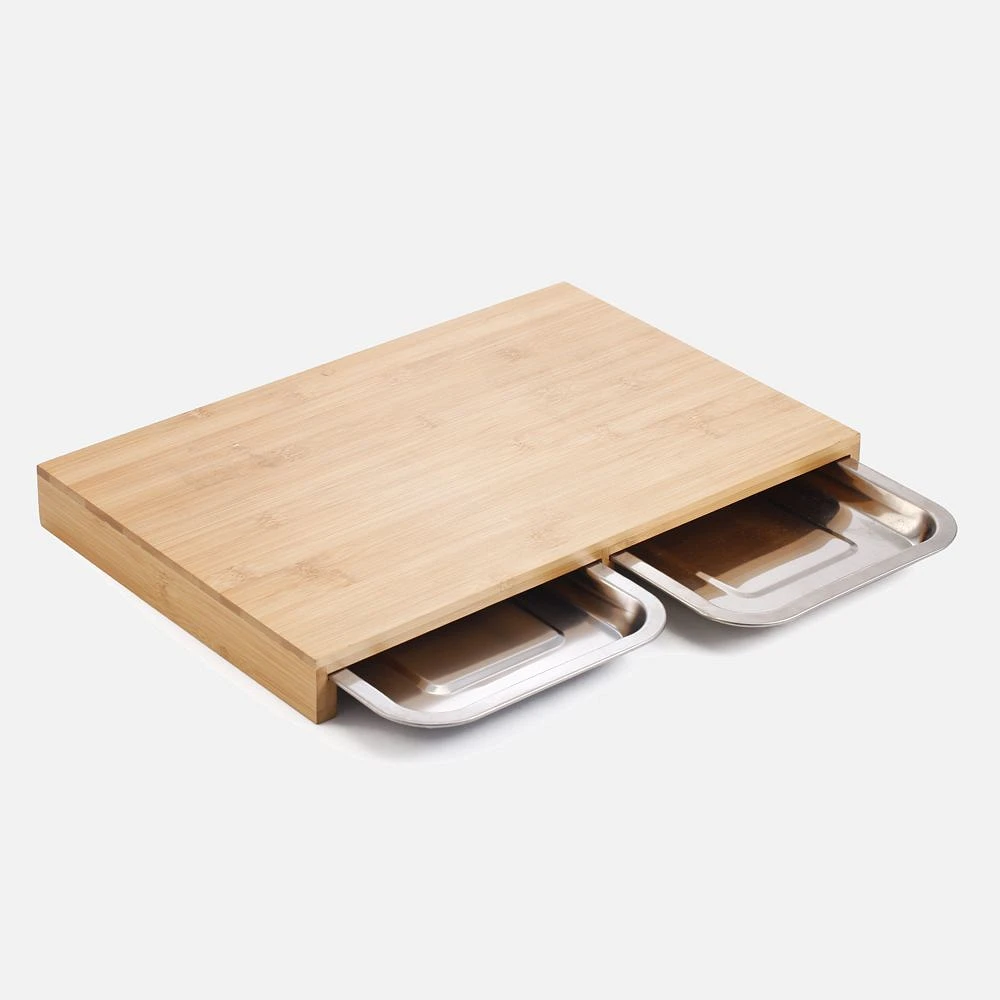 JS GOURMET Bamboo Board with 2 Sliding Trays