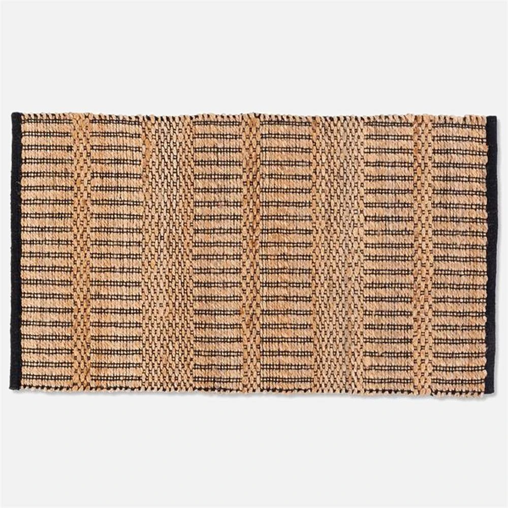 Tapis écologique en jute tissé à la main - Noir/Naturel