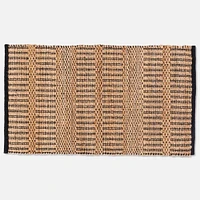 Hand Woven Eco Jute Rug - Pigeon Stripe, Black/Natural