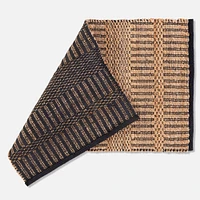 Hand Woven Eco Jute Rug - Pigeon Stripe, Black/Natural