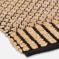 Tapis écologique en jute tissé à la main, noir/naturel