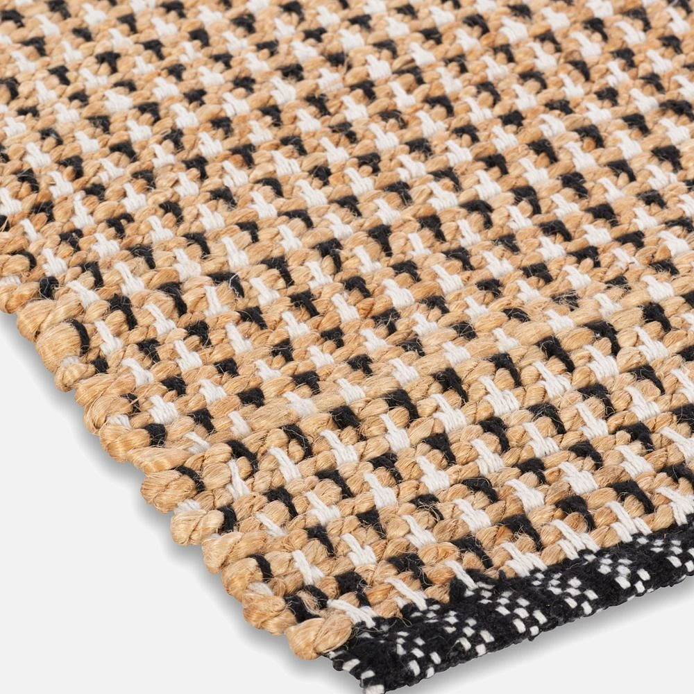 Tapis en jute écologique tissé à la main - Noir/Naturel