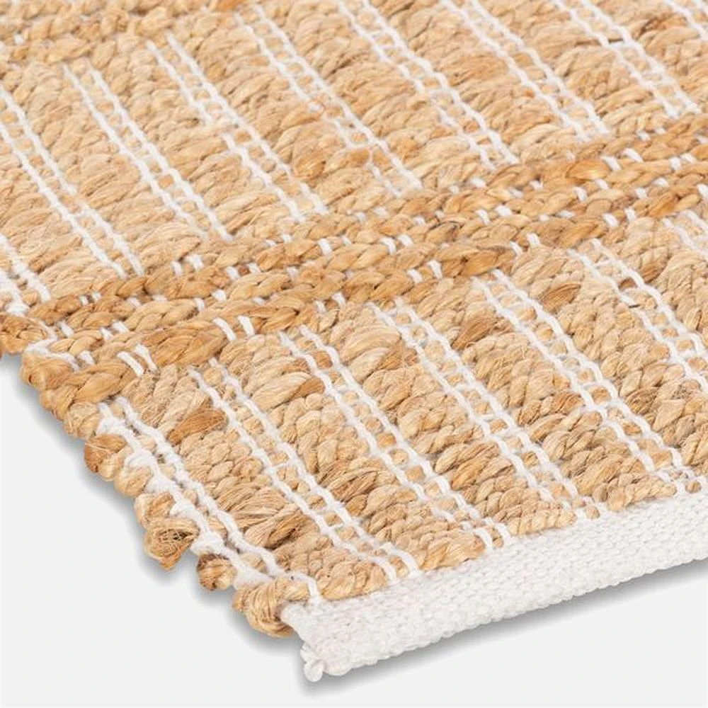 Hand Woven Eco Jute Rug - Pigeon Stripe, Natural