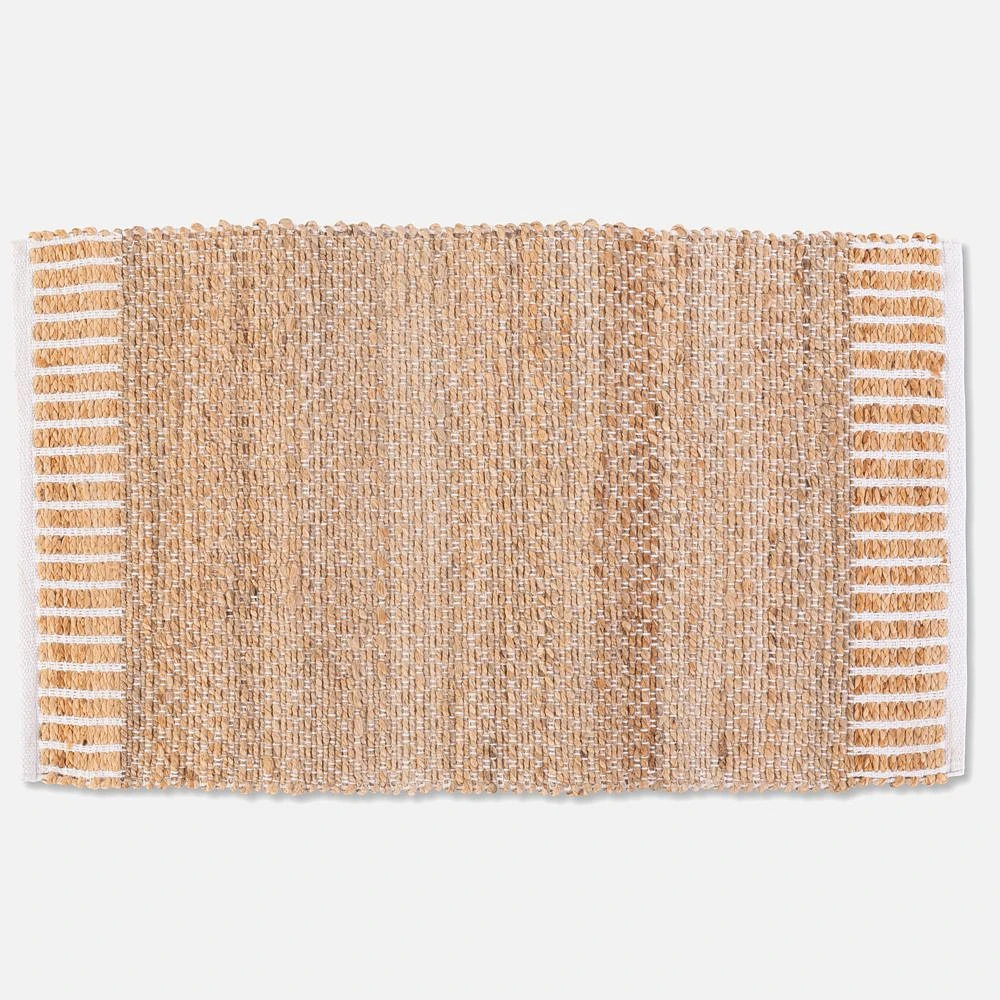 Tapis en jute écologique tissé à la main - Noir/Naturel