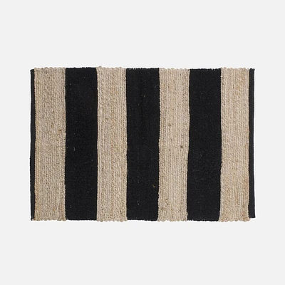 Tapis en jute avec rayures - Noir / Naturel