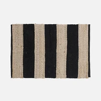  Jute Rug with Stripes - Black / Natural