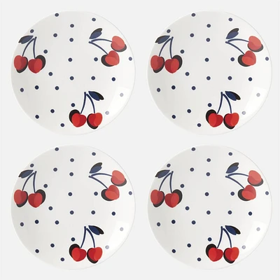 Set of 4 Vintage Cherry Dot Plates by Kate Spade